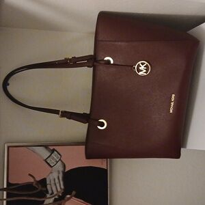 Michael Kors Saffiano Leather Tote in Merlot